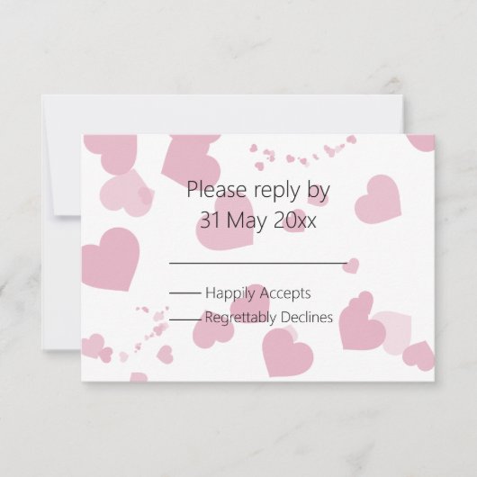 Roze Liefde hart RSVP insert (Voorkant)