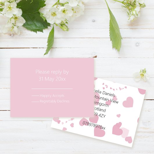 Roze Liefde hart RSVP insert