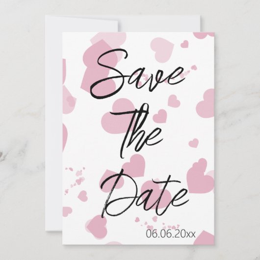  roze liefde hart Save the date Kaart (Voorkant)