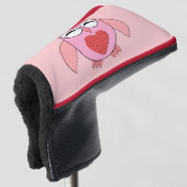 Roze Liefde Hart Uil Golf Putter Hoesje Golfheadcover (3/4 voorkant)