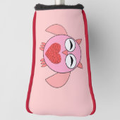 Roze Liefde Hart Uil Golf Putter Hoesje Golfheadcover (Draai 90)