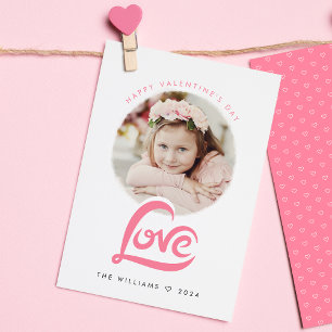 Roze Liefde Hart Valentijnsdag op maat Fotokaart Bedankkaart