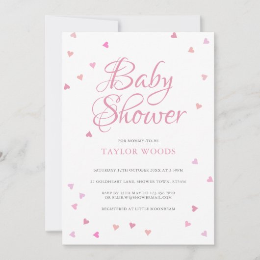  Roze Liefde Harten Baby shower / Sprinkle Kaart (Voorkant)