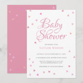 Roze Liefde Harten Baby shower / Sprinkle Kaart (Voorkant / Achterkant)