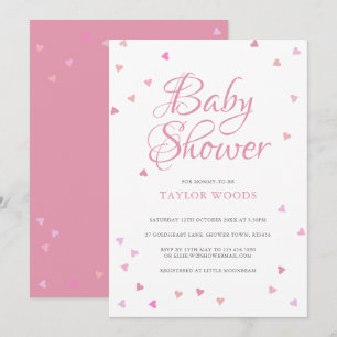  Roze Liefde Harten Baby shower / Sprinkle Kaart