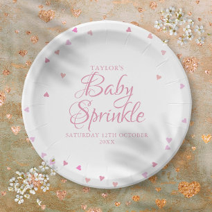  roze liefde harten Baby shower sprinkle Papieren Bordje