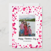 Roze Liefde Harten Familie Foto Valentijnsdag Feestdagenkaart (Voorkant)