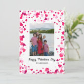 Roze Liefde Harten Familie Foto Valentijnsdag Feestdagenkaart (Staand voorkant)