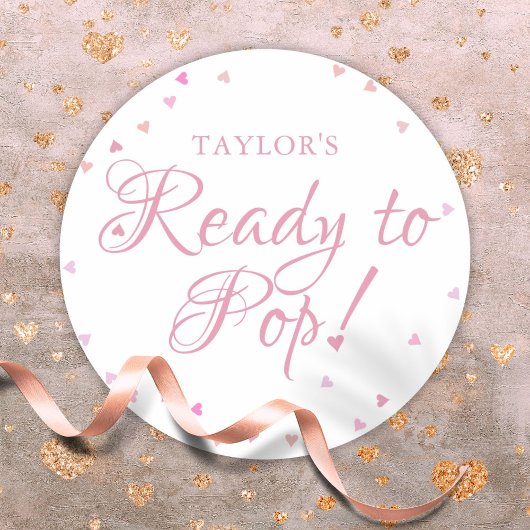  Roze Liefde Harten Klaar om Pop Baby shower Ronde Sticker