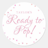  Roze Liefde Harten Klaar om Pop Baby shower Ronde Sticker (Voorkant)