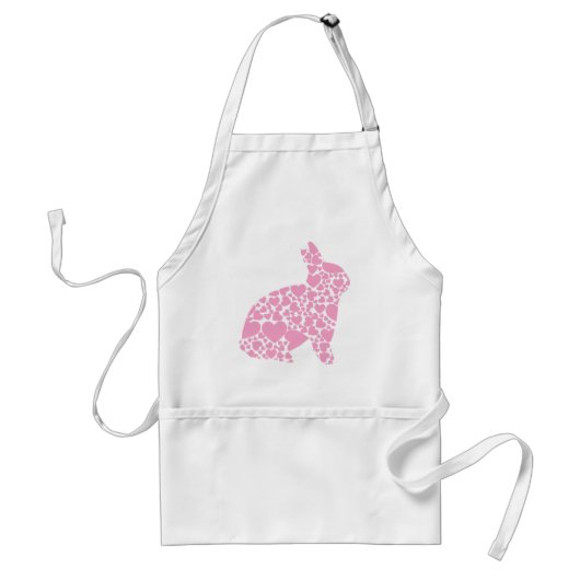  roze liefde harten konijnenkonijn - voeg naam toe standaard schort (Voorkant)