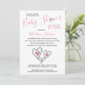 Roze Liefde Harten Meisje Baby shower Per Mail Kaart (Staand voorkant)