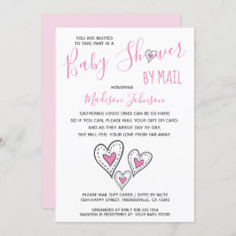 Roze Liefde Harten Meisje Baby shower Per Mail Kaart