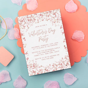 Roze liefde harten Valentijnsdag Echte partij Folie Uitnodiging