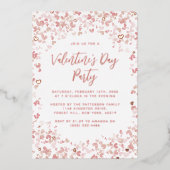 Roze liefde harten Valentijnsdag Echte partij Folie Uitnodiging (Voorkant)