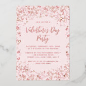 Roze liefde harten Valentijnsdag Echte partij Folie Uitnodiging (Voorkant)