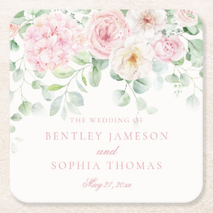 Roze Liefde In Bloei Bloemen Hortensia'S Decor Wed Kartonnen Onderzetters