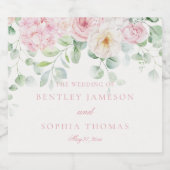 Roze liefde in bloei bloemenhortensia's bruiloft sparkling wijnetiket (Enkel label)