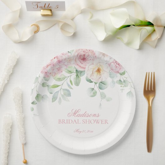 Roze Liefde in Bloei Bloemige Hortensia Bruiloft F Papieren Bordje (Huwelijk)