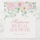 Roze Liefde in Bloei Bloemige Hortensia Bruiloft Wijn Etiket (Enkel label)