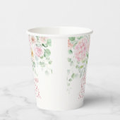 Roze Liefde in Bloom Bloemen Hydrangea Vrijgezelle Papieren Bekers (Links)