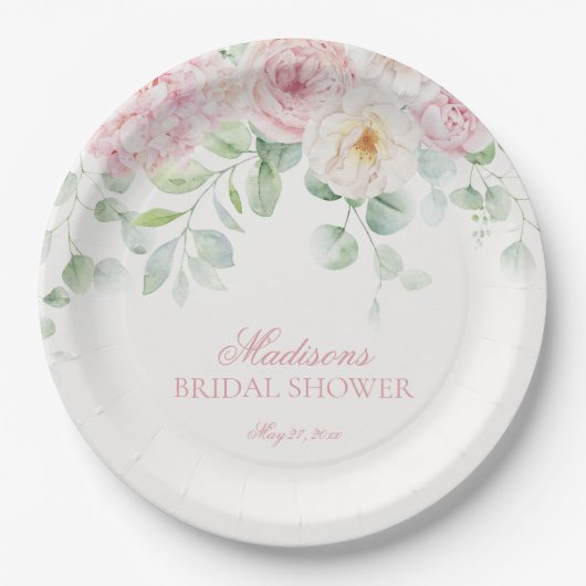 Roze Liefde in Bloom Bloemen Hydrangea Vrijgezelle Papieren Bordje (Voorkant)