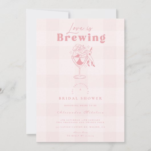 Roze liefde is het brouwen van espresso Vrijgezell Kaart (Voorkant)