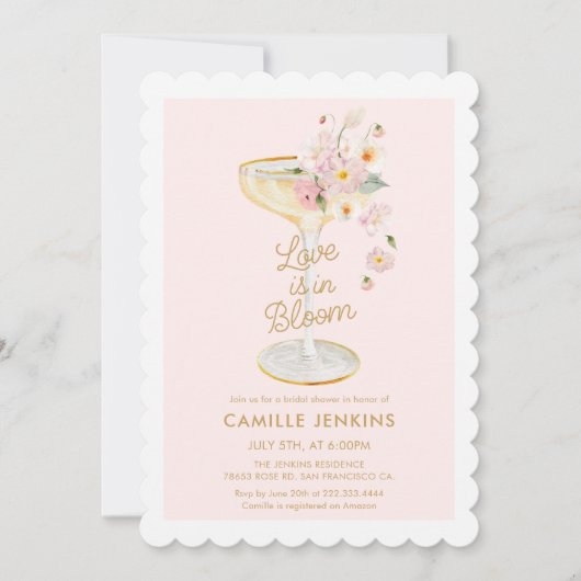 Roze Liefde is in Bloei Bruiloft Feest Kaart (Voorkant)