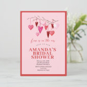 Roze Liefde is in de lucht Valentijns Bruids Showe Kaart (Staand voorkant)