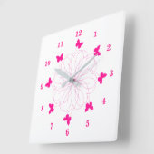 Roze liefde - Kute Butterflies Vierkante Klok (Hoek)