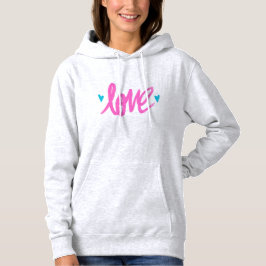 Roze liefde met Blauwgroen harten Hoodie