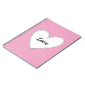 Roze liefde met wit hart notitieboek (Linkerzijde)