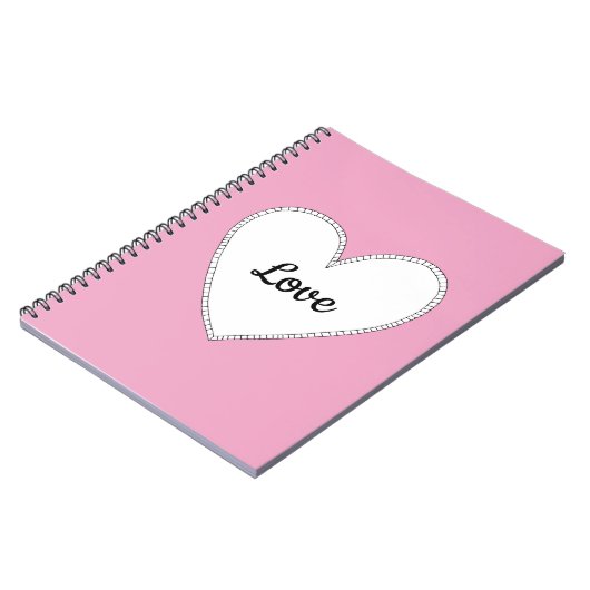Roze liefde met wit hart notitieboek (Linkerzijde)