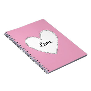 Roze liefde met witte hart notitieboek