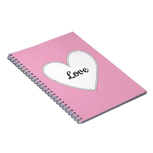 Roze liefde met witte hart notitieboek (Rechterzijde)