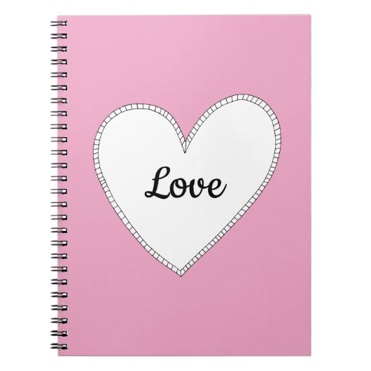 Roze liefde met witte hart notitieboek (Voorkant)