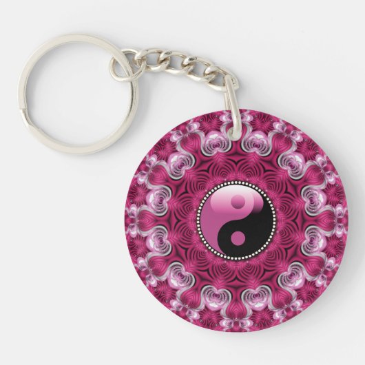 Roze liefde New age YinYang Geometric Sleutelhanger (Voorkant)