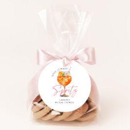 Roze Liefde Op De Eerste Spritz Bruiloft Feest Fav Ronde Sticker