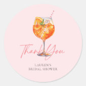 Roze Liefde Op Het Eerste Spritz Bruidsfeest Ronde Sticker (Voorkant)