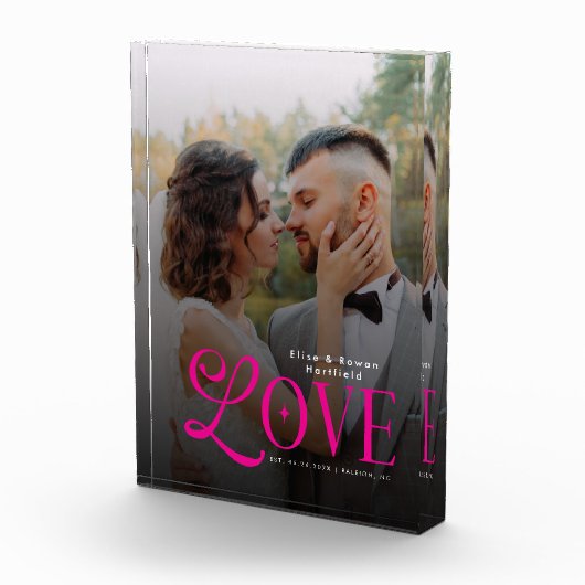 Roze liefde op maat bruiloft foto koppels monogram (Rechts)