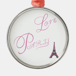 Roze liefde-Parijs-Eiffel-Tower-uniek Metalen Ornament