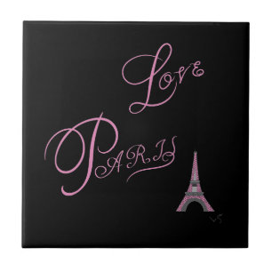 Roze liefde-Parijs-Eiffel-Tower-uniek Tegeltje