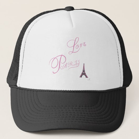 Roze liefde-Parijs-Eiffel-Tower-uniek Trucker Pet (Voorkant)
