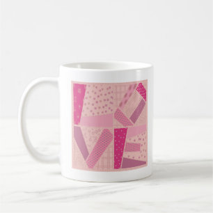 Roze Liefde Quilt Blok Valentijnsdag Trouw Ontwerp Koffiemok