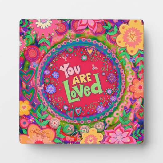 Roze Liefde Quote Floral Inspirerend Fotoplaat (Voorkant)