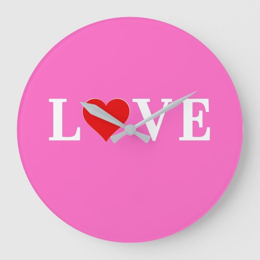 Roze liefde Romantic Elegant Grote Klok (Voorkant)