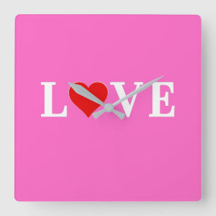 Roze liefde Romantic Elegant Vierkante Klok