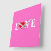 Roze liefde Romantic Elegant Vierkante Klok (Hoek)
