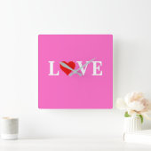 Roze liefde Romantic Elegant Vierkante Klok (Huis)
