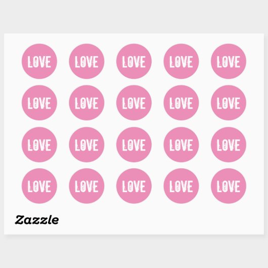 Roze liefde ronde sticker (Vel)